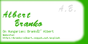 albert branko business card